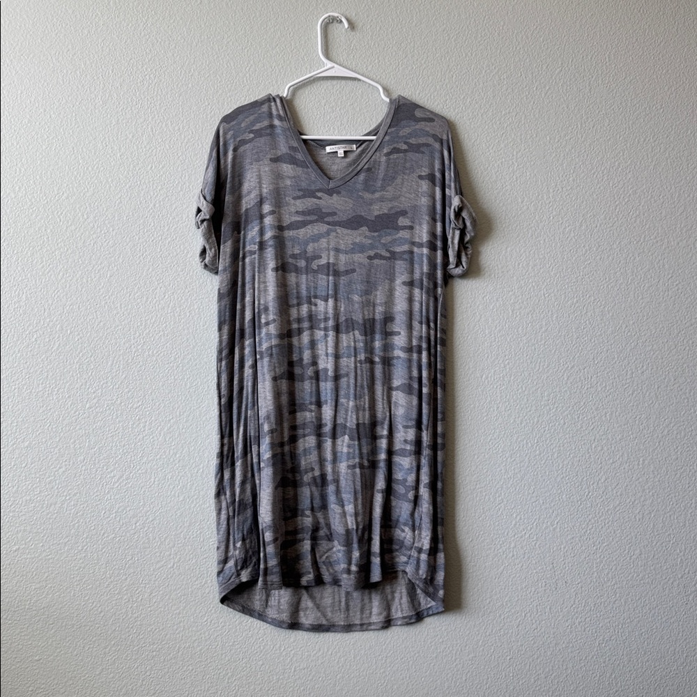 Gray Camo V-Neck Dress